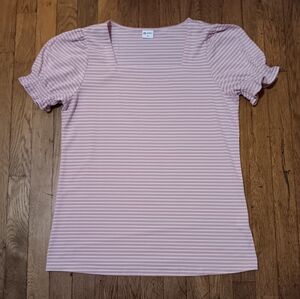 Women's Light Pink & White Striped Top